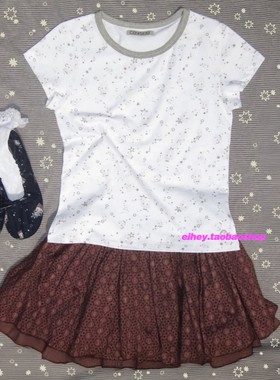 eihey诶嘿26夏季印花拼色圆领正肩T恤女修身显瘦短袖女百搭上衣女