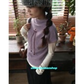 百搭时尚 eihey诶嘿镂空串珠系带设计感小飞袖 上衣半高领短袖 T恤女