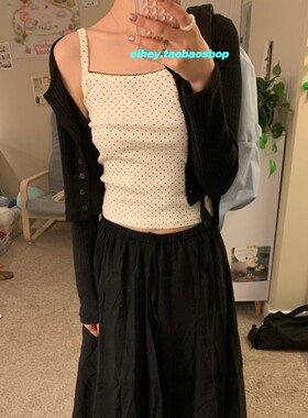 eihey诶嘿早秋减龄少女可爱小波点波浪边内搭外穿短款小吊带背心