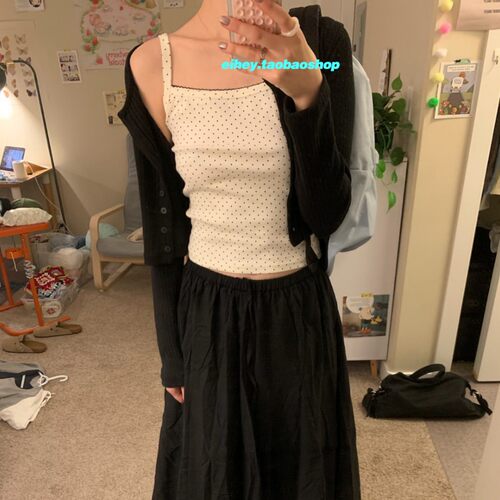 eihey诶嘿早秋减龄少女可爱小波点波浪边内搭外穿短款小吊带背心