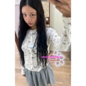 eihey诶嘿秋季 复古日系可爱娃娃印花纽扣休闲显瘦百搭长袖 T恤上衣