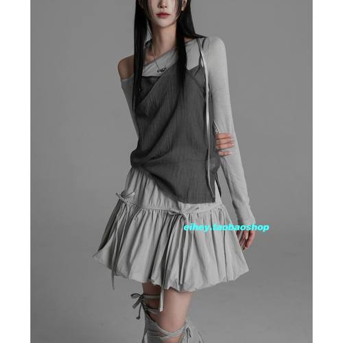 eihey双层微透挂脖吊带背心女