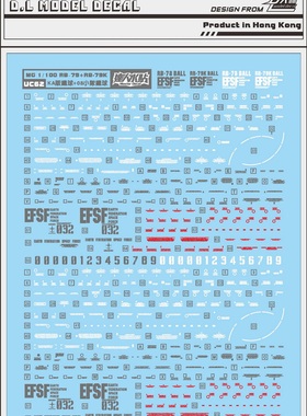 包邮UC62 达人水贴 MG 1/100 KA版铁球 BALL 08小队铁球 双份水贴