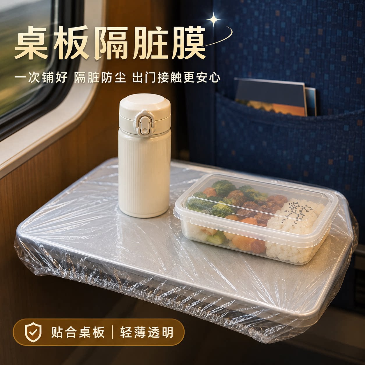 小桌板隔脏膜透明防水加厚便携