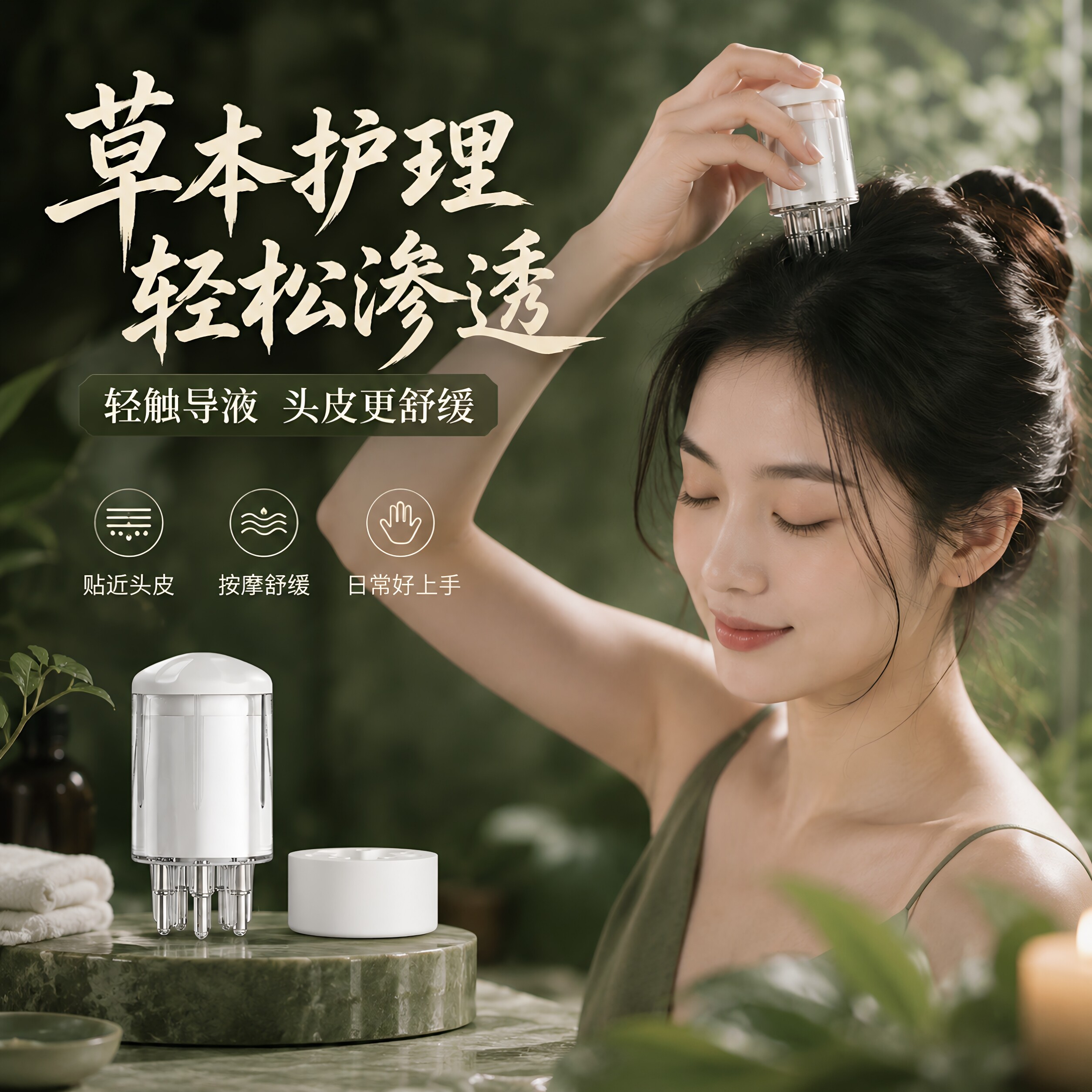 米诺头皮上药器头部精油滚珠按摩梳涂药器导液梳给药上药涂抹神器