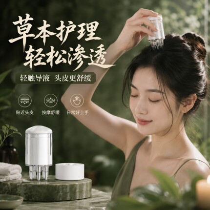 米诺头皮上药器头部精油滚珠按摩梳涂药器导液梳给药上药涂抹神器