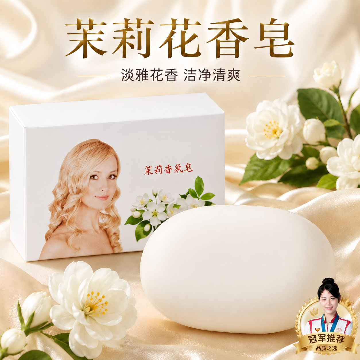 精选茉莉花香皂沐浴洁面去污渍洗脸洗澡润肤保湿清洁皂精油手工皂