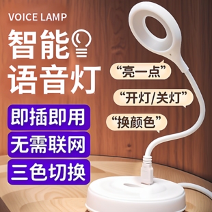 智能语音小夜灯说话开关声控灯USB照明灯床头灯LED灯护眼灯学生灯