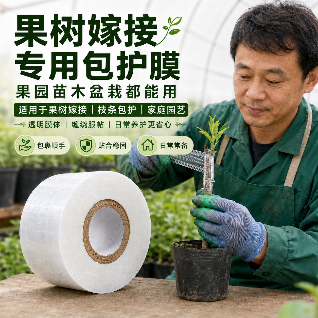 果树嫁接PE免拆自粘薄膜