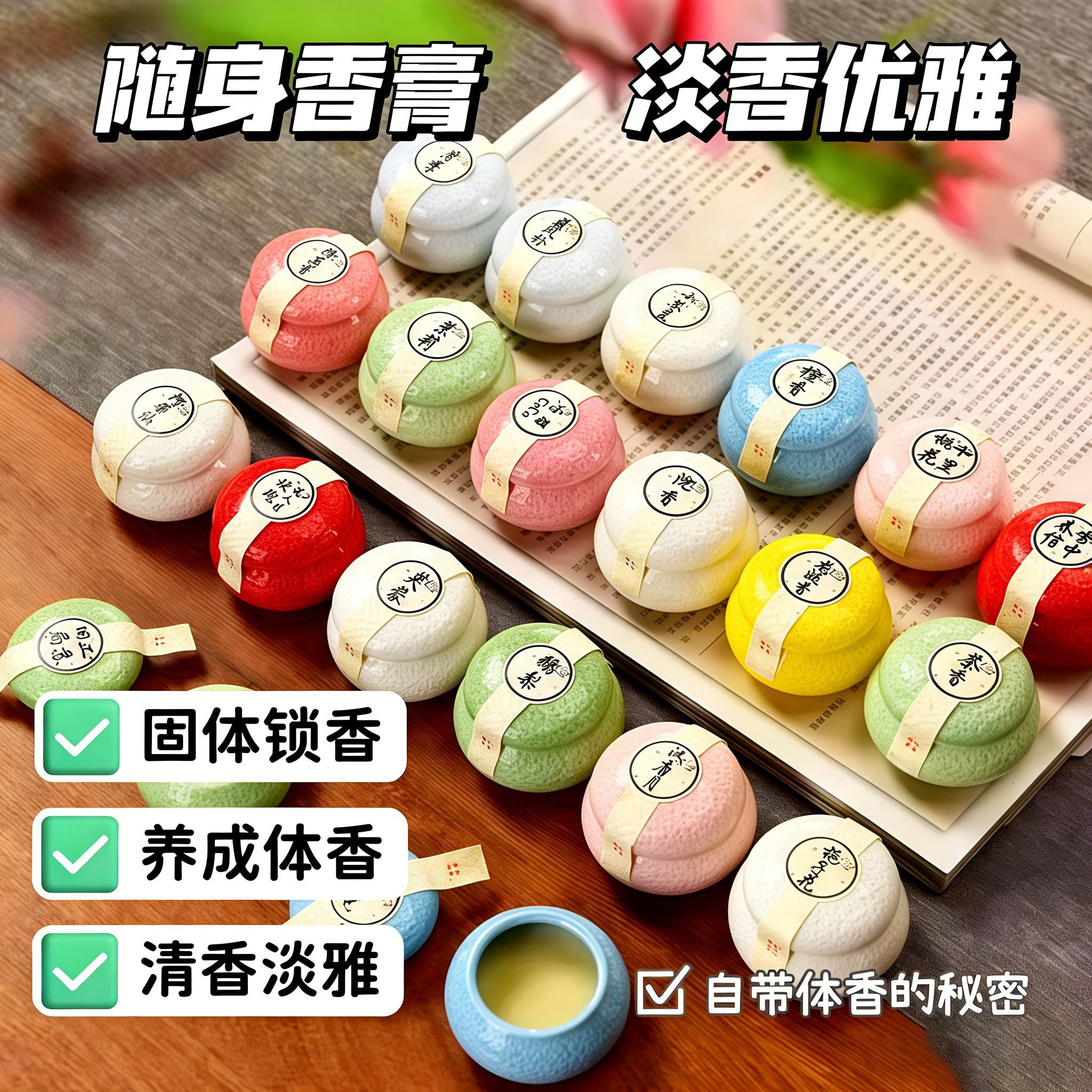 古风固体香膏栀子花味清新随身便携淡香涂抹学生香膏