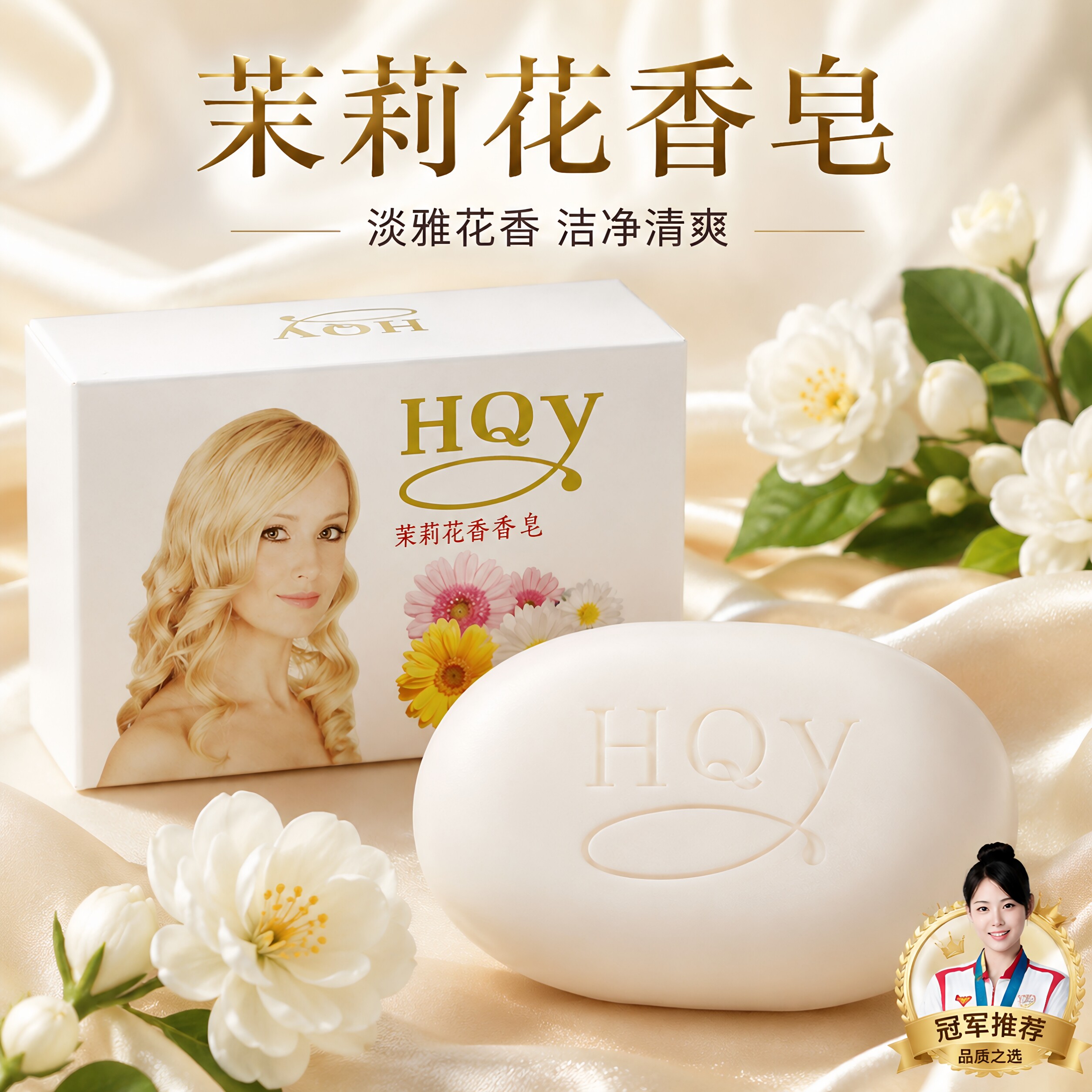 精选茉莉花香皂沐浴洁面去污渍洗脸洗澡润肤保湿清洁皂精油手工皂