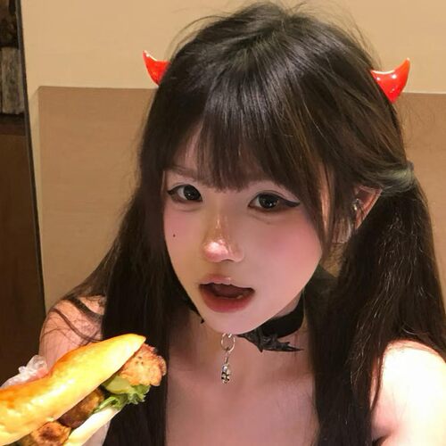 软萌少女红色恶魔角发夹女可爱