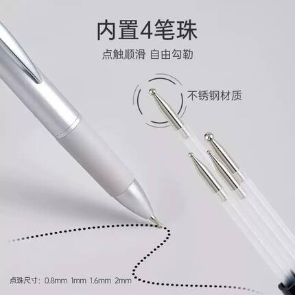 新款美甲点珠笔五合一按压式波点笔可蹭粉拉丝多头点钻笔美甲工具