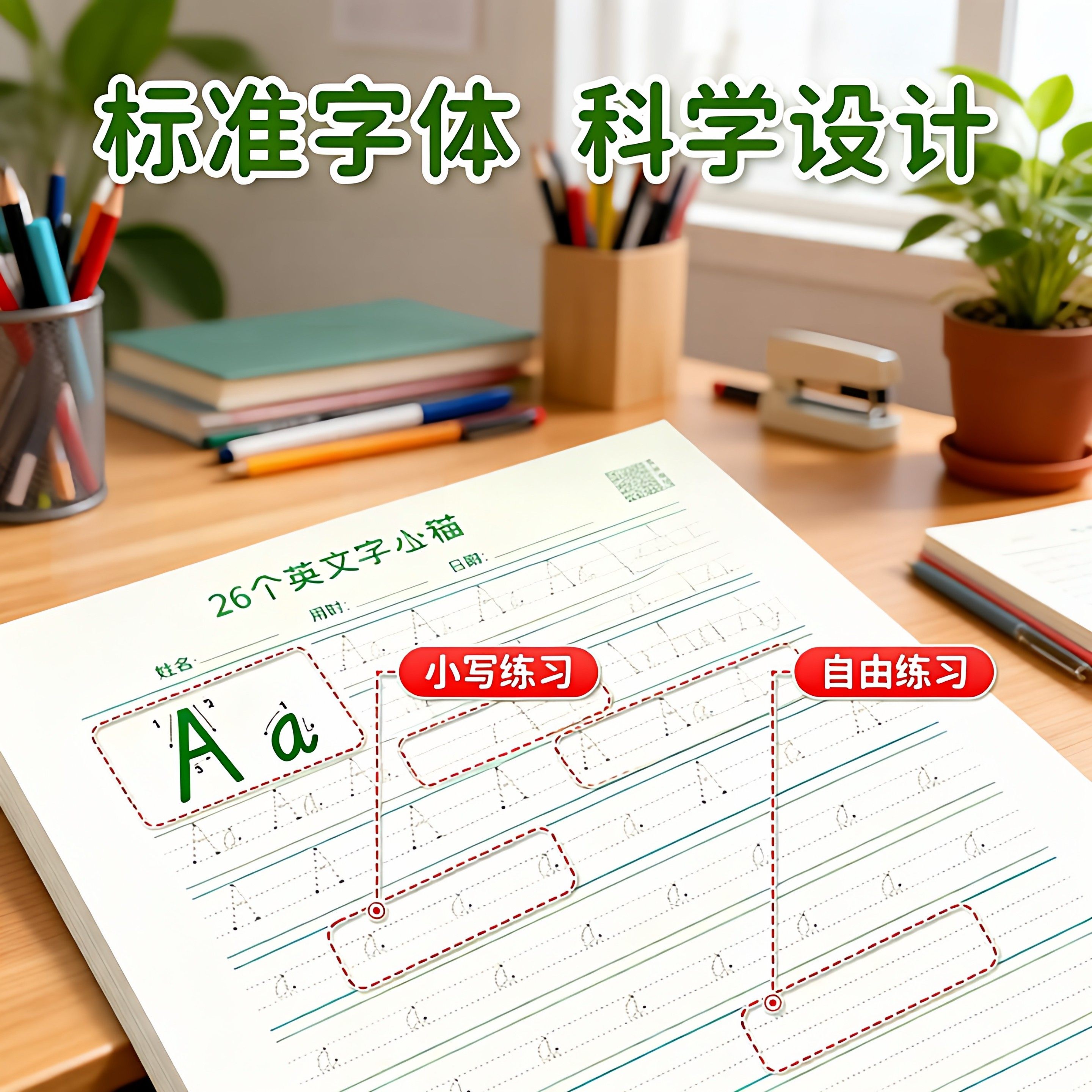 英语26个字母练字帖意大利斜体一年级二三年级英文字帖单词句子