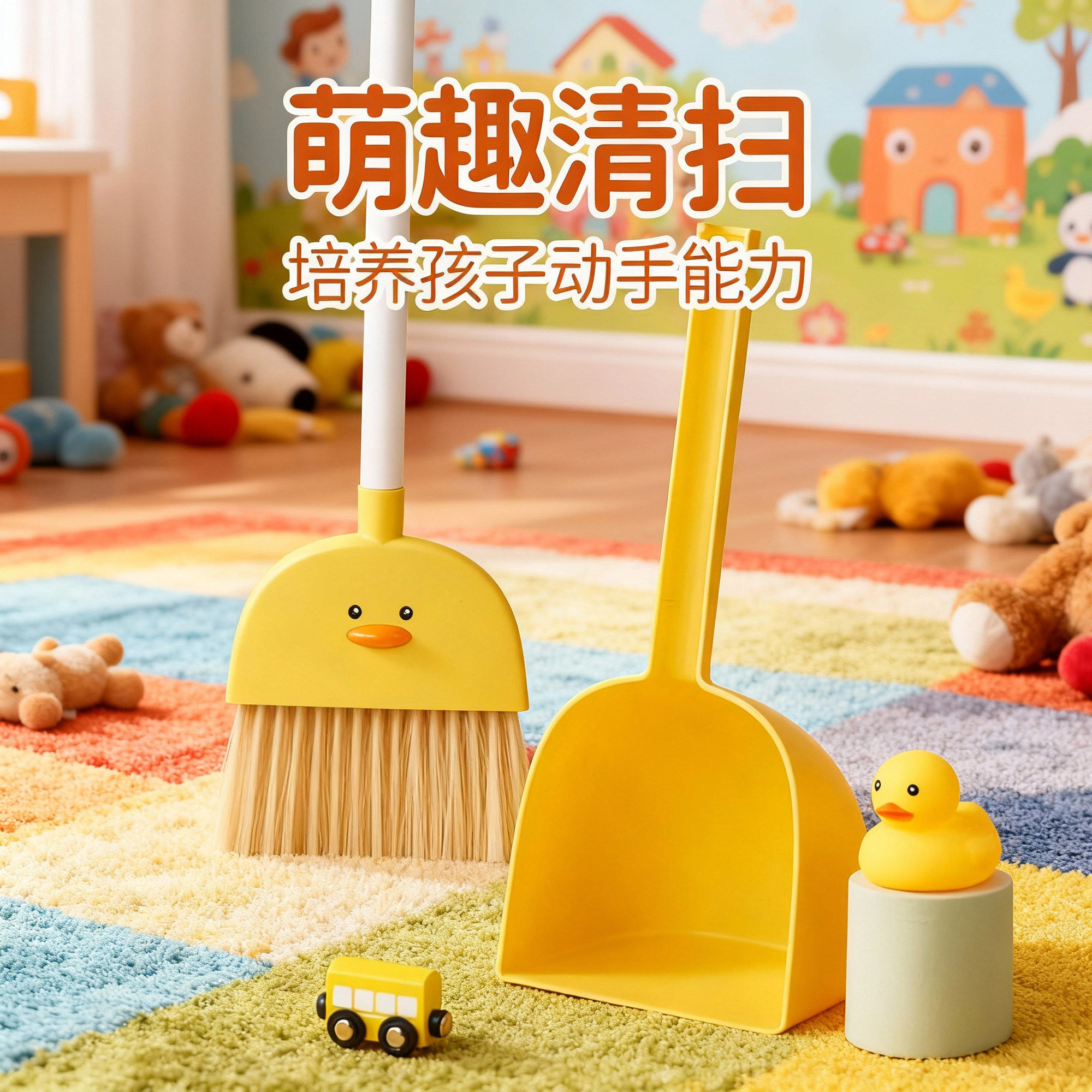 儿童扫把簸箕套装宝宝专用小扫把拖把三件套小孩迷你扫帚扫地玩具