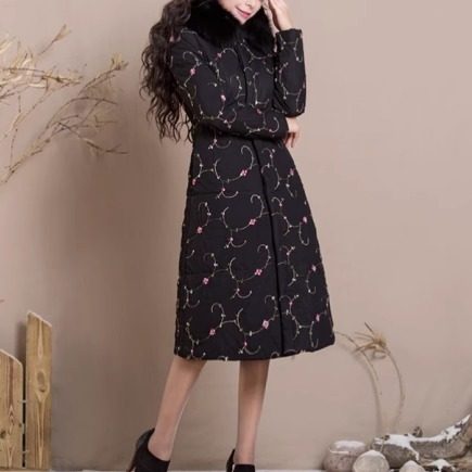 冬季新款过膝长款修身显瘦蕾丝绣花毛领羽绒棉服女外套棉衣棉袄,女装/女士精品,棉衣/棉服,淘宝优惠券,粉丝福利购,淘宝优惠卷