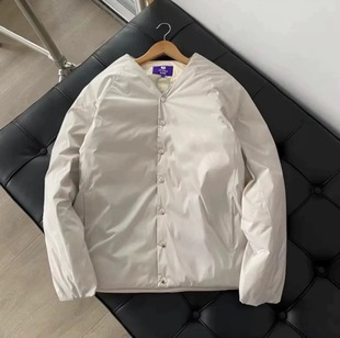 外贸日单紫标!陈老师上身!秋冬户外男士防水羽绒服无领夹克内胆