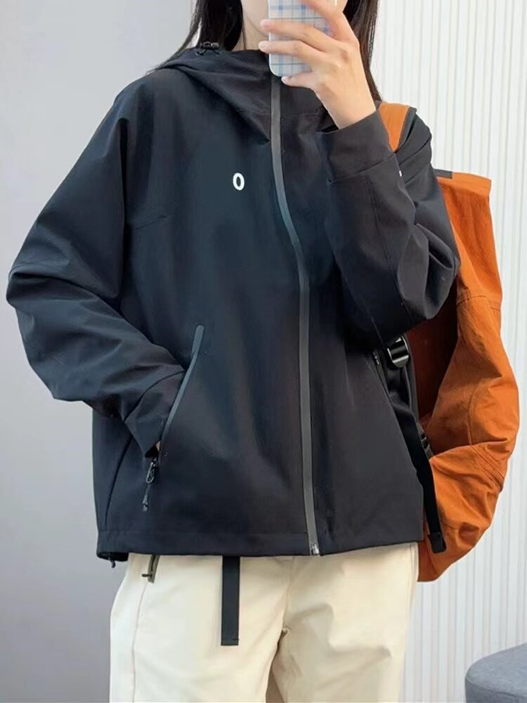2024春季新款洋气宽松连帽纯色外套女时尚百搭休闲冲锋上衣潮1071