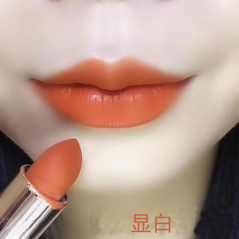 滋润款口红亮橘色玫紫色学生党正红色女持久防水不易掉色素颜显白