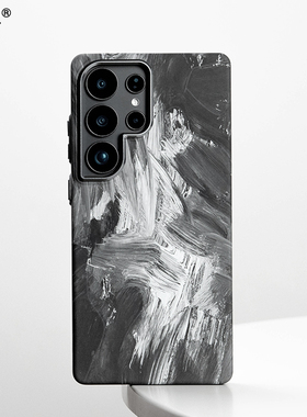高级简约灰色油画设计感三星s25ultra手机壳适用于Galaxys24+液态肤感s23plus防摔全包磨砂硬壳超薄创意个性