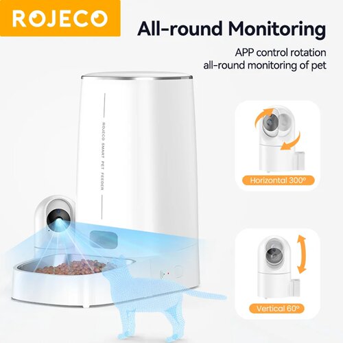 ROJECO 4L Automatic Cat Feeder With Camera Video Cat Food D