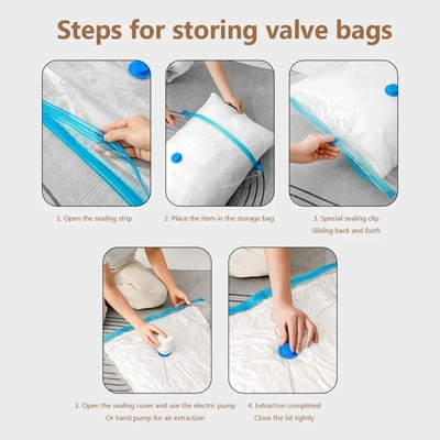 6PCS Vacuum Bag for Clothes Storing Large Plastic Compressi
