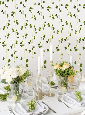 2/5/10M Green Leaf Ivy Vine With LED Lights String Home Bed