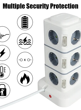 Tower 12 Way Outlets Socket Multi Power Strip Vertical 2.8m