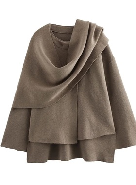 MUJER Plush Winter Coats for Women Asymmetric Scarf Demi-se