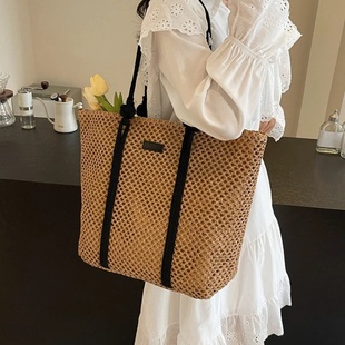 Summer Woven Straw Tote Bag Casual Beach Vacation Women Sho