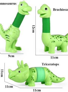 3PCS DIY Pop Tube Dinosaur Sensory Bendable Push It Decompr