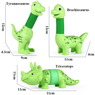 3PCS DIY Pop Tube Dinosaur Sensory Bendable Push It Decompr