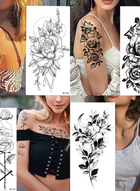 Waterproof Temporary Tattoo Sticker Flowers Roses Lilies Pe
