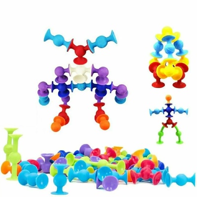 19 Pcs Suckers Assembled Toys Funny Silicone Block Model Co
