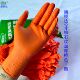 旗锐达9寸加厚钻石纹防滑橙色丁腈手套强磨砂防护维修化工清洁