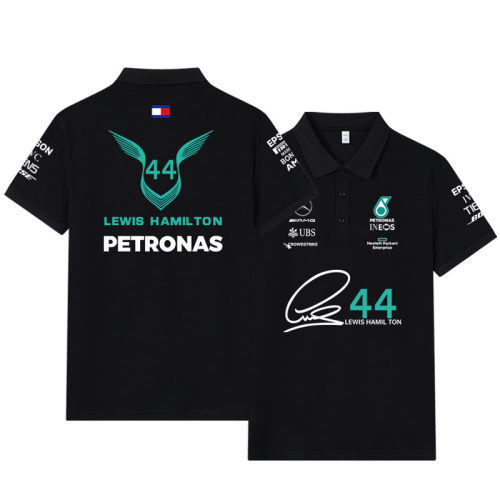 刘易斯汉密尔顿签名衣服benz梅赛德斯车队F1赛车服POLO衫短袖T恤