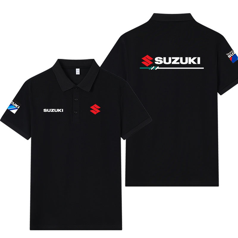 Suzuki铃木短袖POLO衫翻领夏季摩托车骑行服厂队速降服卖车工作服