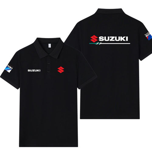 Suzuki铃木短袖POLO衫翻领夏季摩托车骑行服厂队速降服卖车工作服