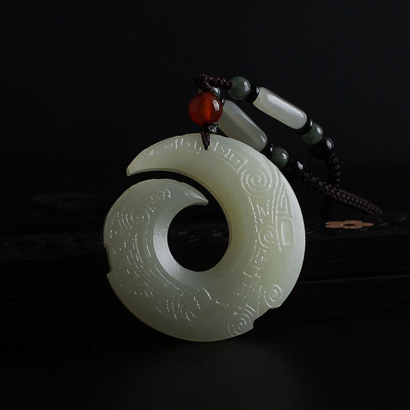 复古时来运转玉佩毛衣链高档白玉石吊坠男女长款项链百搭气质配饰