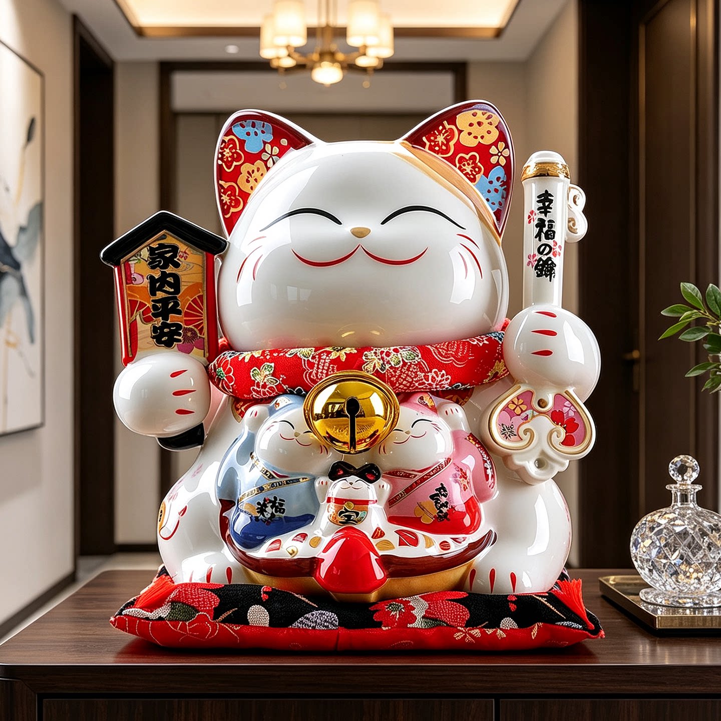 金石工坊招财猫摆件大号家内平安陶瓷存钱罐创意结婚礼品乔迁礼物