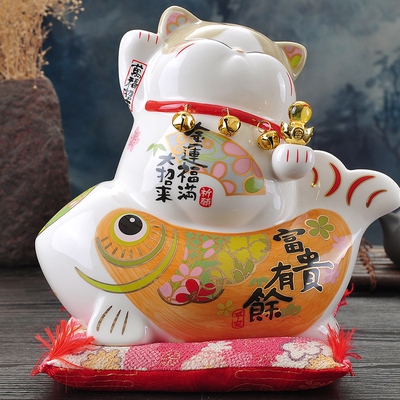 金石工坊招财猫摆件富贵有鱼开业