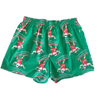 60s 梭织长绒棉阿罗裤男圣诞节老公公礼物卡通平角棉布内裤睡裤