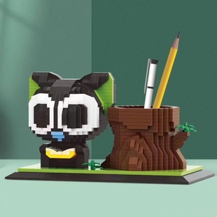 罗小黑积木2024新款女孩系列小颗粒笔筒拼装玩具6岁以上8生日礼物