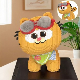 加菲猫积木2025新款动物拼图6到12岁成人版男女生高难度拼装玩具