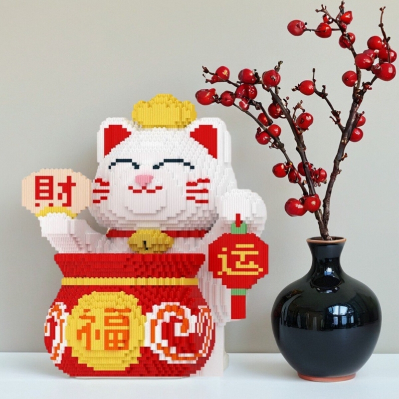 超大招财猫积木拼装玩具