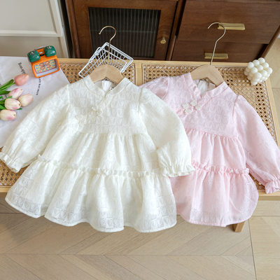 女童甜美春秋复古公主外穿连衣裙