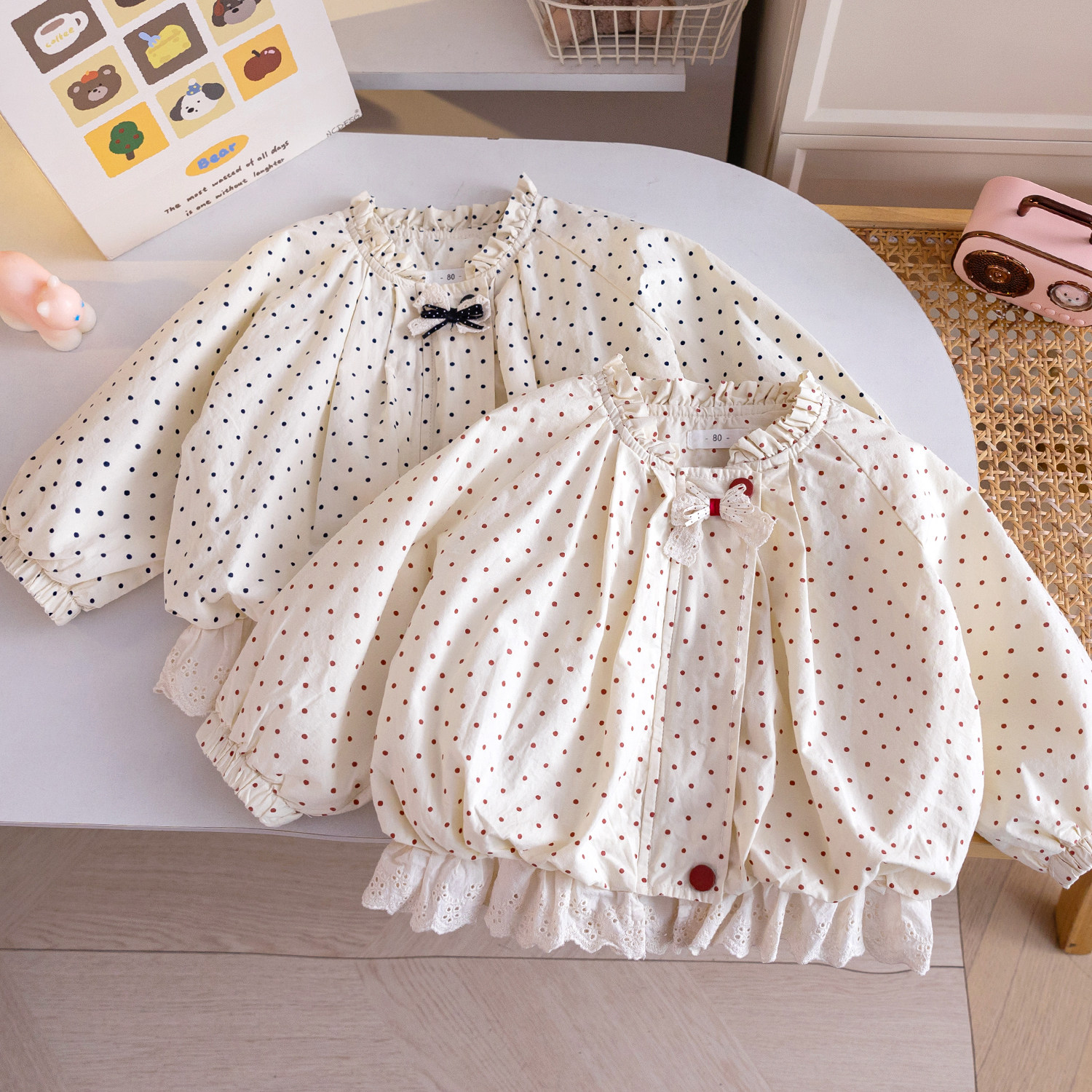 女童洋气外套26春秋新款幼儿园时髦波点上衣女宝宝韩版公主童装潮
