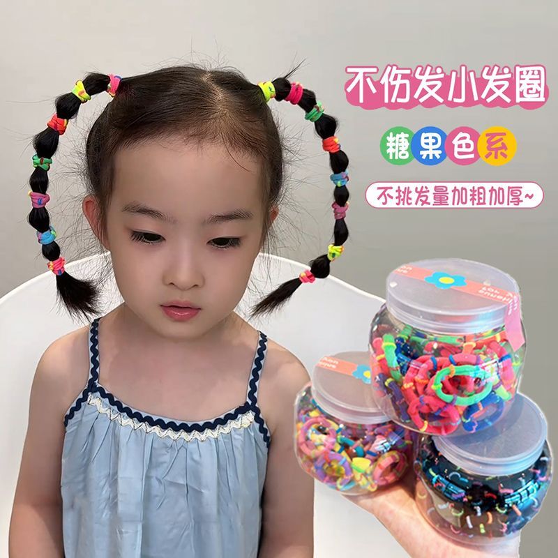 女童彩色高弹力小皮筋不伤发竹节发圈女孩宝宝加粗无接口发绳头绳