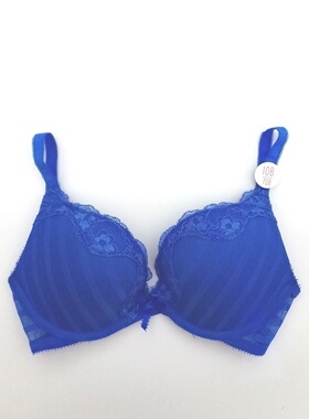 283032BCDD 小围城内衣上薄下厚聚拢舒服低鸡心蓝色小底围文胸