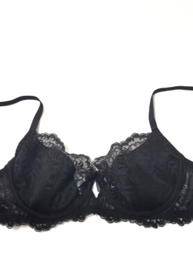 283032ABCDD小围城内衣白色黑薄款透气法式大胸显小蕾丝简约文胸